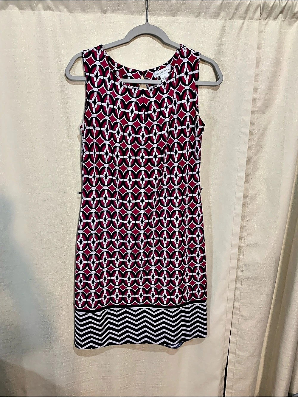 Liz Claiborne Geometric Mini Dress in Pink & Black Size Small a4/171